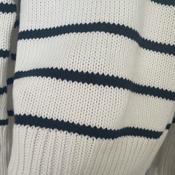 La Ligne Marina White and Navy Striped 100% Cotton Rollneck Sweater XS - Picture 6 of 9